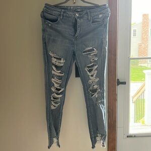 Ripped stretch light wash jeans
